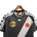 Camisa Vasco da Gama I Retrô 2000 - Torcedor Masculino - Preta com faixa branca e detalhes em amarelo e vermelho