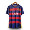 Camisa Retrô Barcelona I 15/16 - Masculina  - Azul com detalhes em vermelho e amarelo